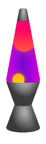 An animated purple-and-orange lava lamp